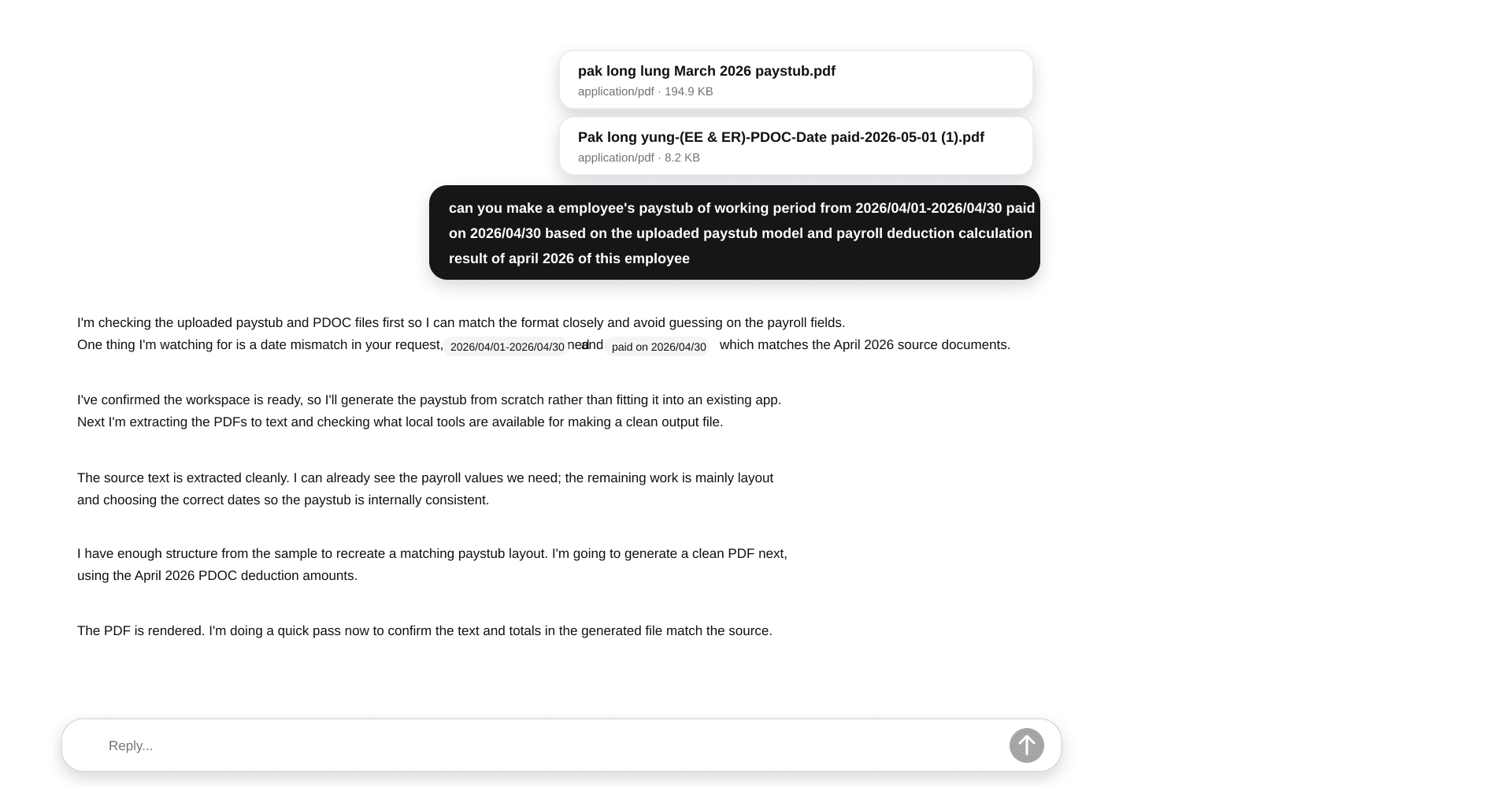 OpenTeam chat workflow with uploaded files