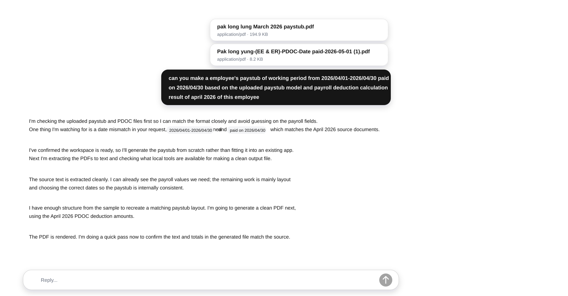 OpenTeam chat workflow with uploaded files