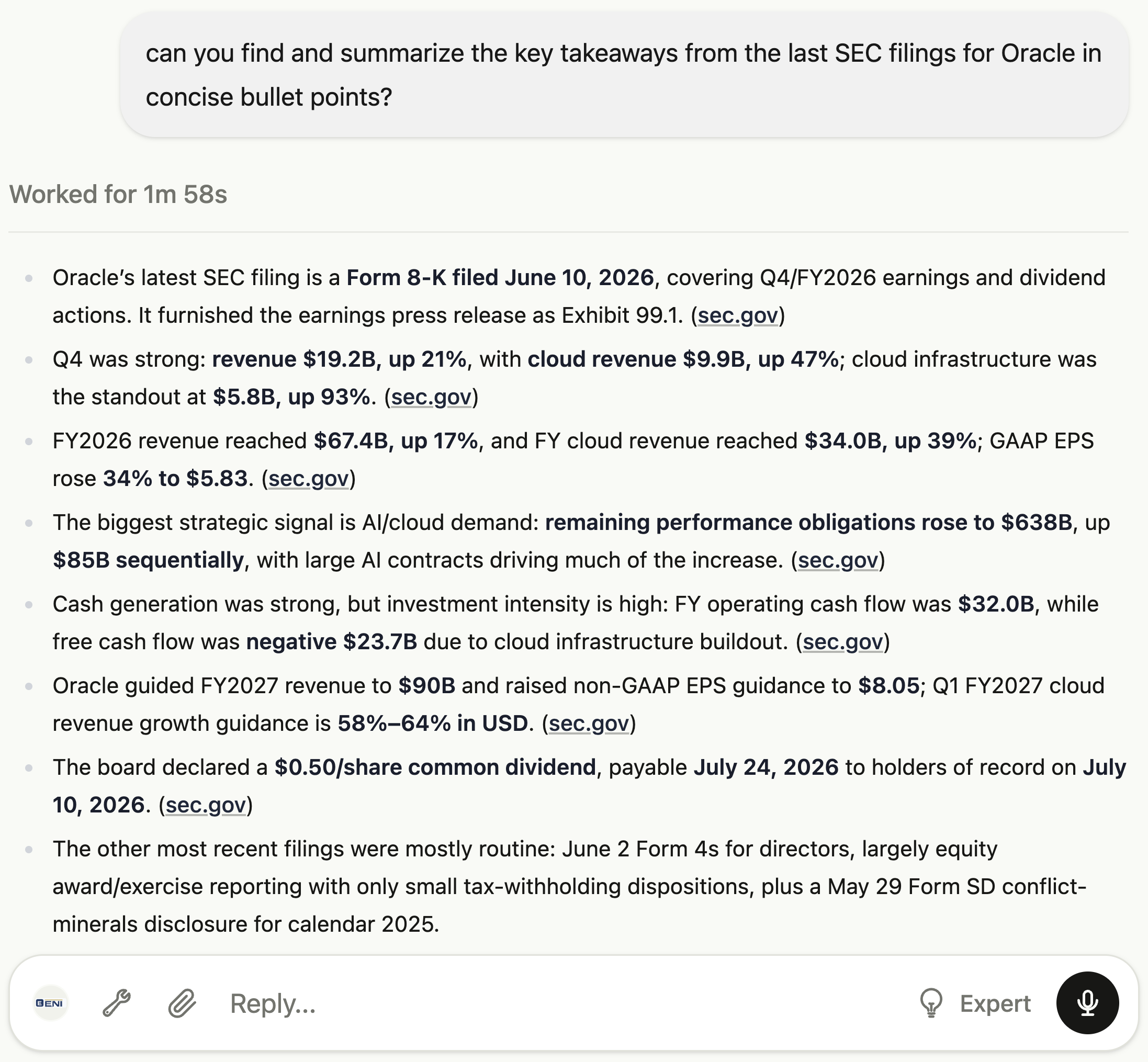 OpenTeam conversation with SEC filing bullet point summary
